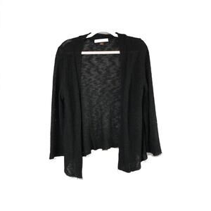 Alexandra‎ & Oak Black Cardigan Large Long Sleeve Sheer Basic Capsule Minimal